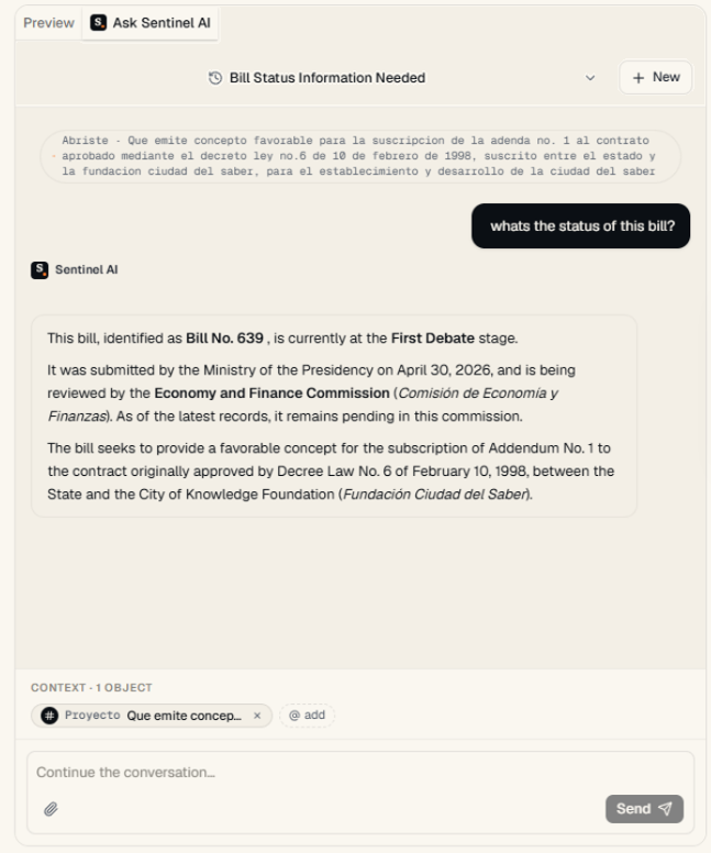 Sentinel AI: resumo estruturado de uma sessão com ferramentas verificáveis